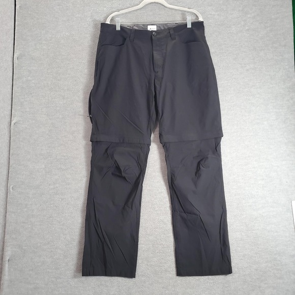 Eddie Bauer Men Pants 36x32 Black Chino Convertible Outdoor Hiking Pockets - Picture 1 of 10